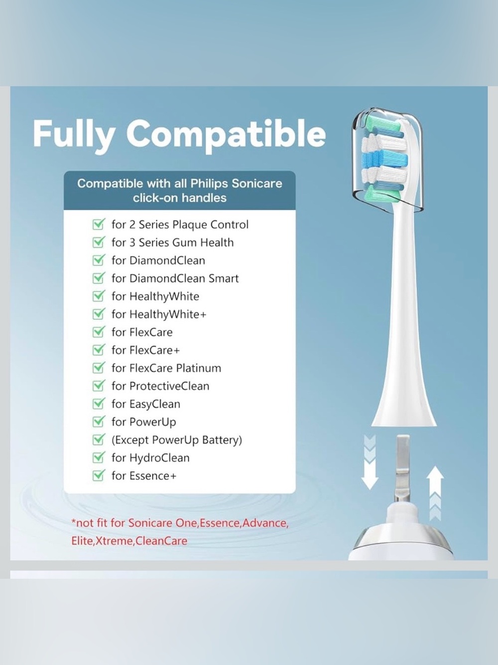 Electric Toothbrush Heads (Replacement Only) - White with Blue & Green Bristles - Picture 4 of 6